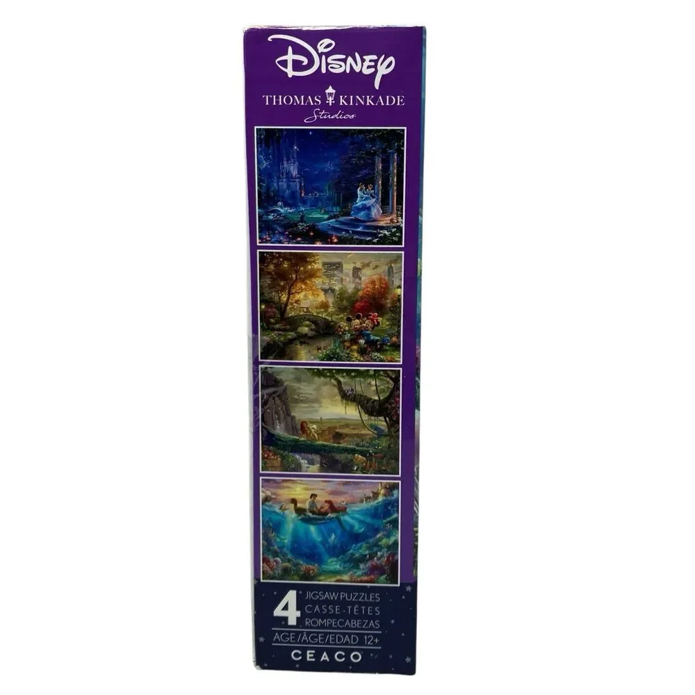 Disney 4 Puzzle Set Cinderella Thomas Kinkade Ariel Lion King 500 Piece Ceaco